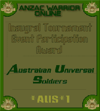 AnzacWarrior Inaugral Tournament - Participation